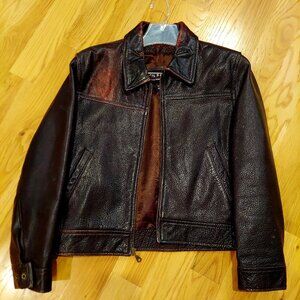 Brown Wilson Leather Distress Women's Form Fitting Bomber Moto Jacket